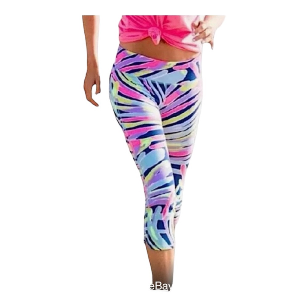 Lilly Pulitzer Indigo Sea Dreamin Pattern‎ Cropped Leggings Sz XL